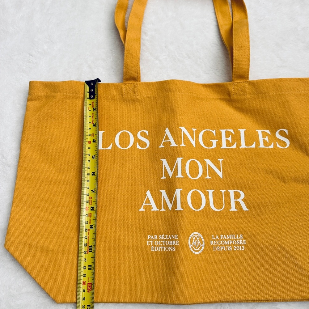 Sezane Paris yellow Canvas Tote Bag/ Los Angeles/ New - Picture 3 of 5